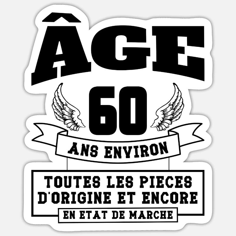 âge 60 ans environ - Sticker taille S (10 x 10 cm) - blanc mat