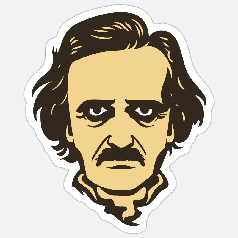 Edgar Allan Poe - Sticker taille S (10 x 10 cm) - blanc mat