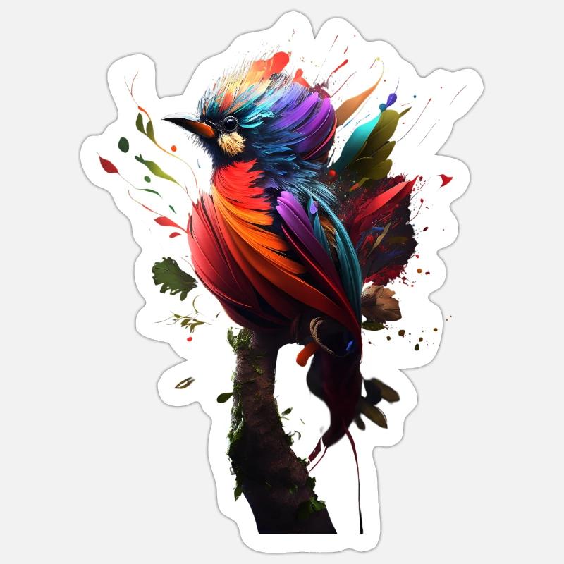 Einzigartiger Fantasy-Vogel - Sticker Größe S (10 x 10 cm) - Mattweiß