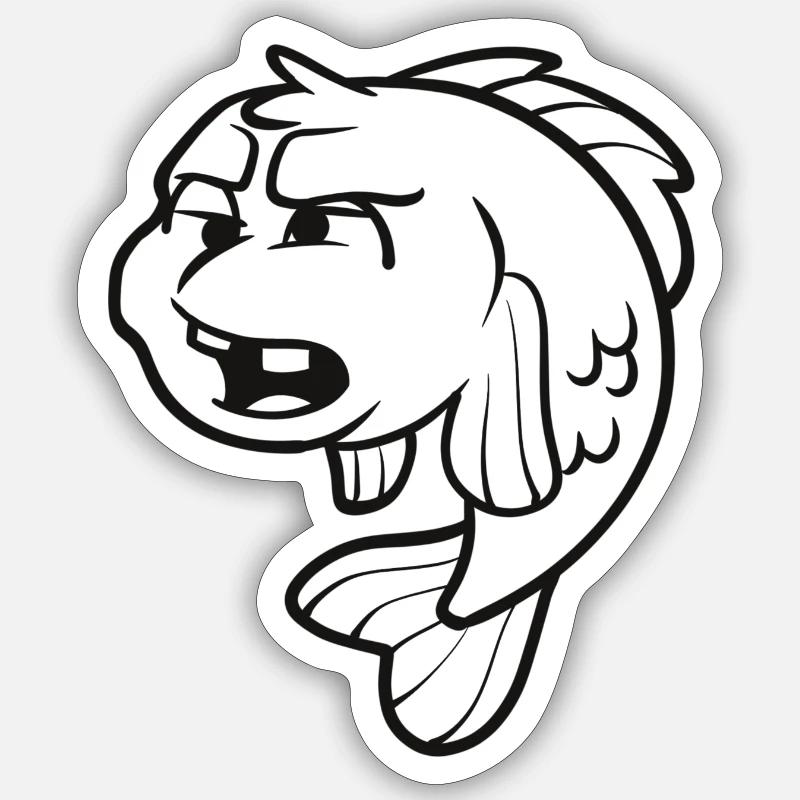 Fish - planned & grumpy - Sticker size S (10 x 10 cm) - white matte