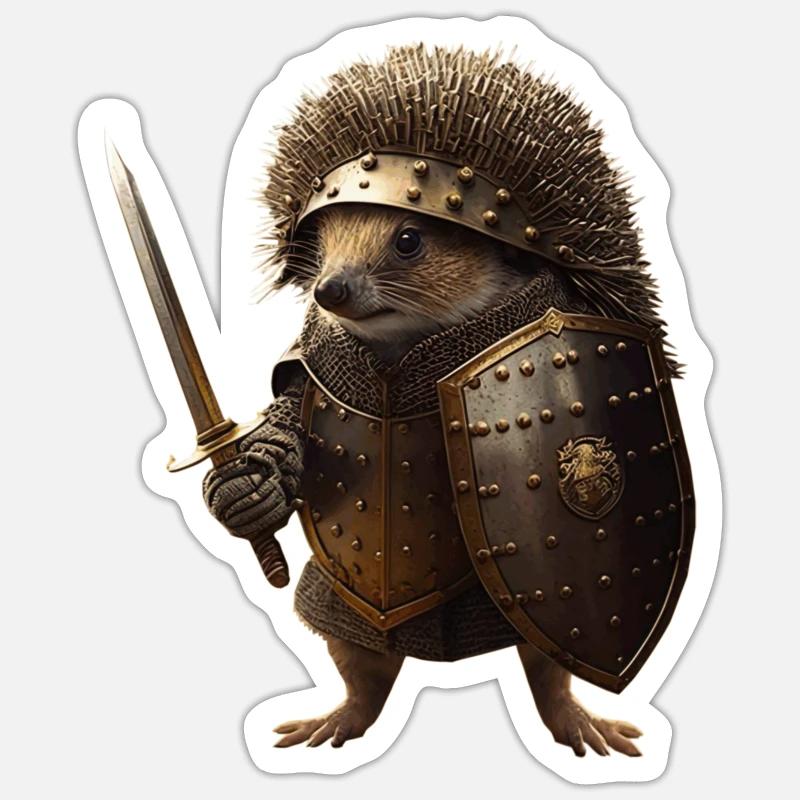 Igel der Welt, schützt euch durch eine Rüstung - Sticker Größe S (10 x 10 cm) - Mattweiß