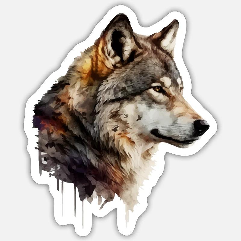 Der Wolf - Sticker Größe S (10 x 10 cm) - Mattweiß