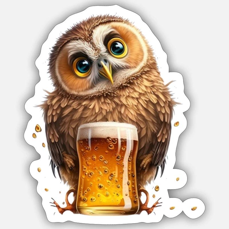 Bier Eule Sticker Größe S (10 x 10 cm)