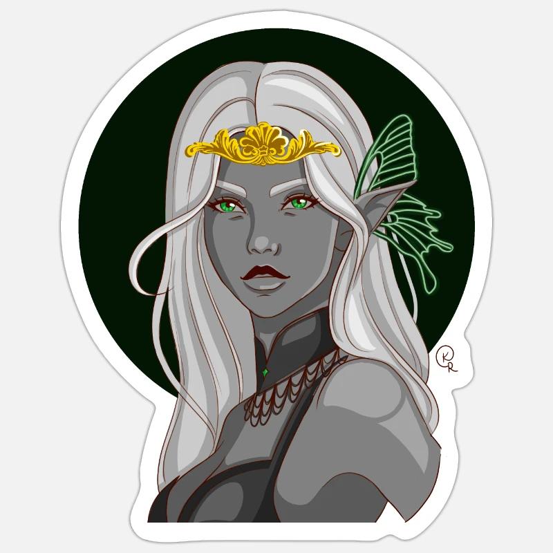 Fille elfe - Sticker taille S (10 x 10 cm) - blanc mat