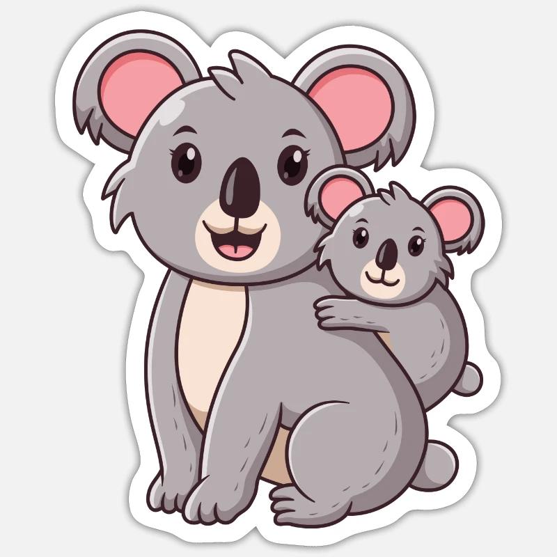 Joyeux koala ours koala - Sticker taille S (10 x 10 cm) - blanc mat