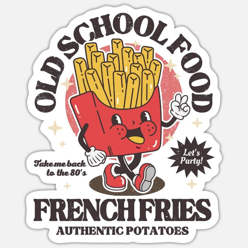Frites à l'ancienne ! - Sticker taille S (10 x 10 cm) - blanc mat