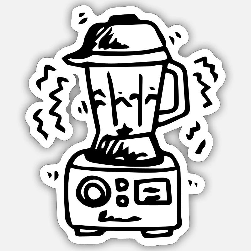 Blender Smoothie - Sticker taille S (10 x 10 cm) - blanc mat