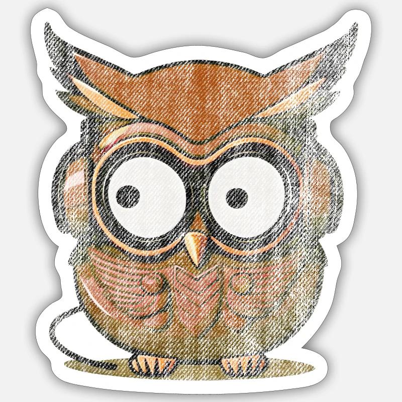 Eule stonewashed look braun Kopfhörer Sticker Größe S (10 x 10 cm)