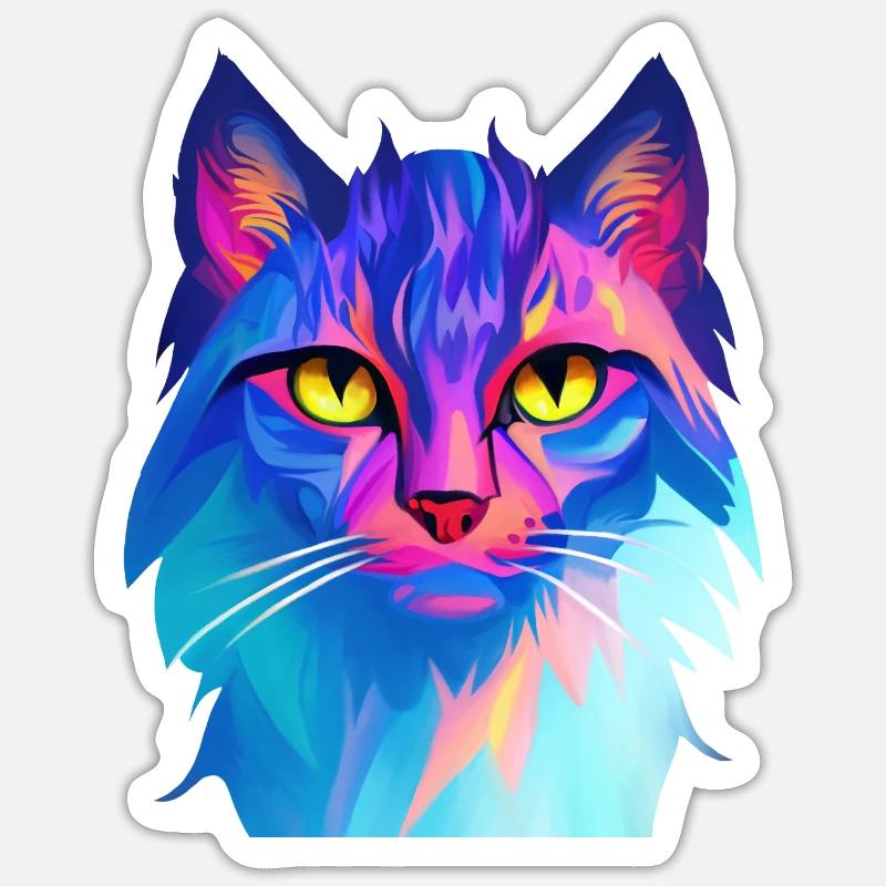 Katze Bunt - Sticker Größe S (10 x 10 cm) - Mattweiß