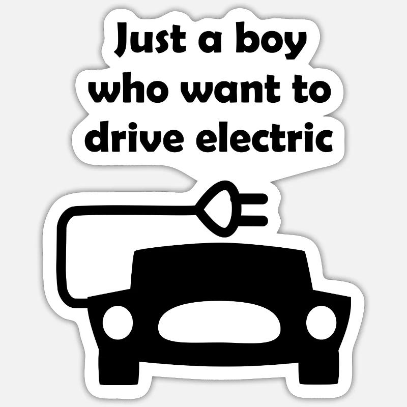 Les voitures électriques - Sticker taille S (10 x 10 cm) - blanc mat