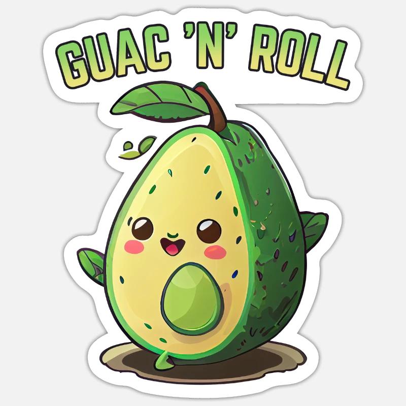 Avocado Guac N Roll - Sticker size S (10 x 10 cm) - white matte