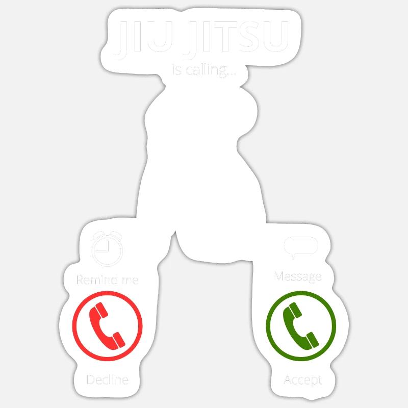 Jiujitsu m’appelle - Sticker taille S (10 x 10 cm) - blanc mat