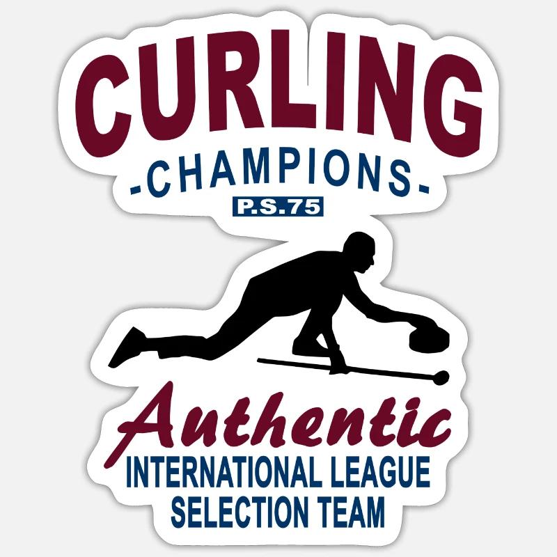 Curling - Eisstockschießen - Eisstockschiessen - Sticker taille S (10 x 10 cm) - blanc mat