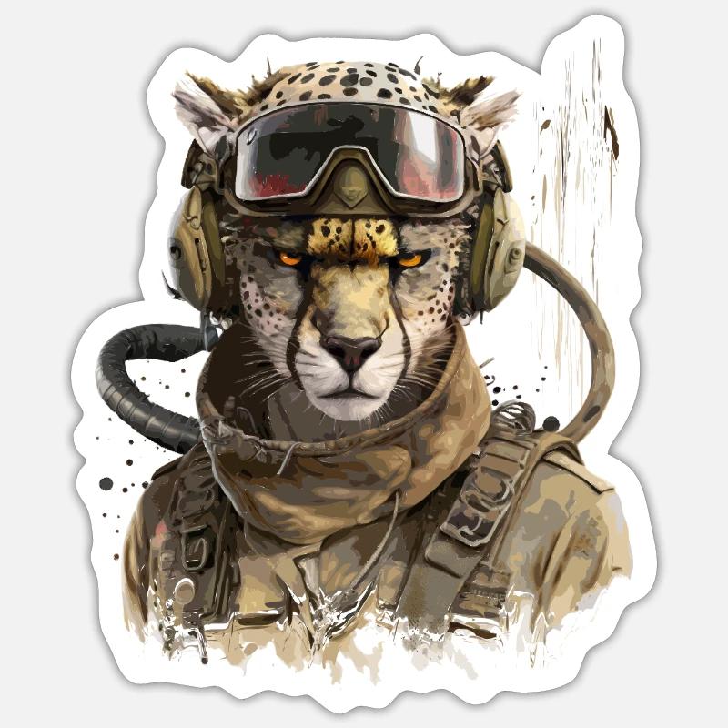 Gepard - Pilot - Sticker Größe S (10 x 10 cm) - Mattweiß