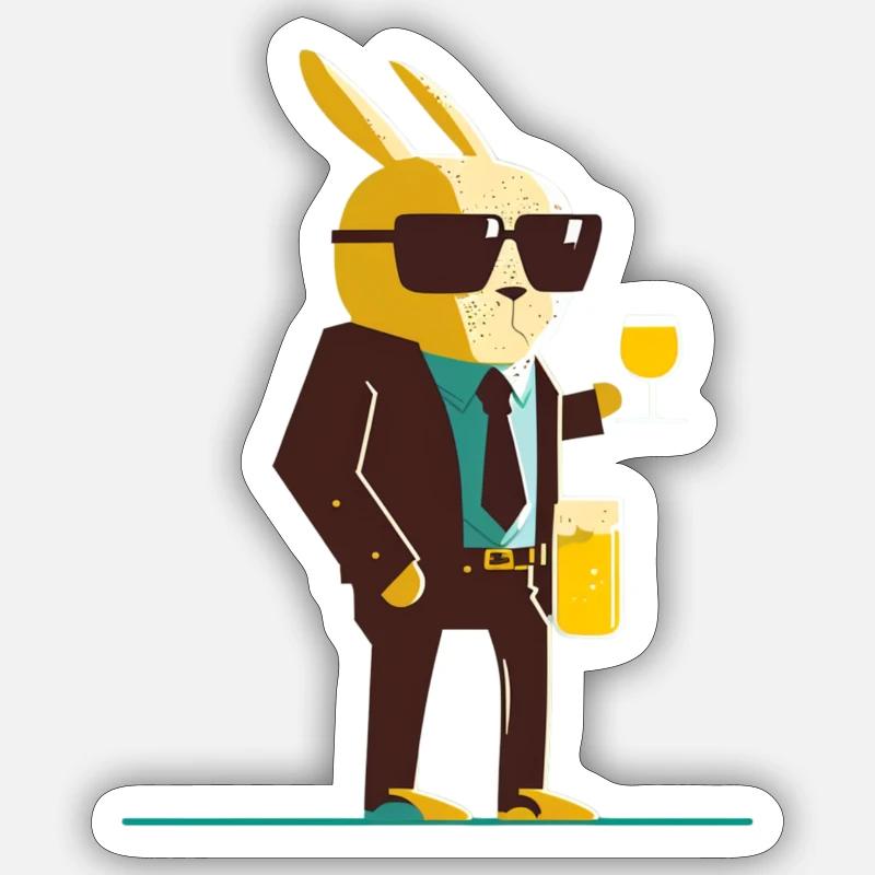 Cool Easter Bunny with Beer Sticker size S (10 x 10 cm)