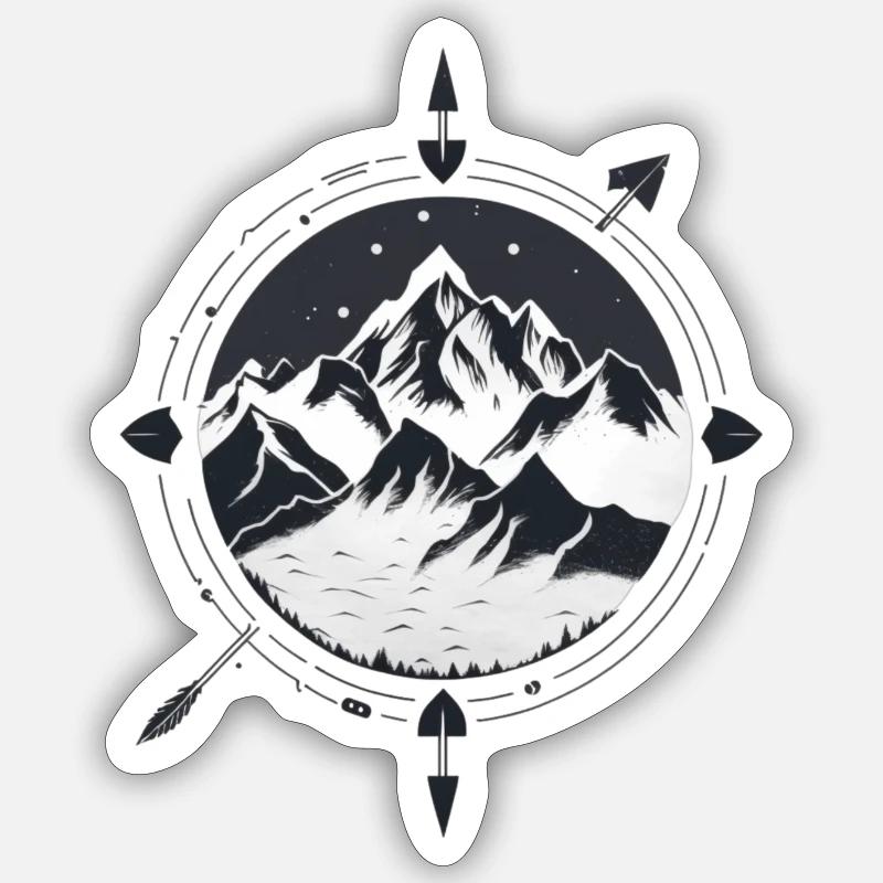 Mountain compass for hikers - Sticker size S (10 x 10 cm) - white matte