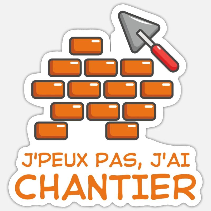 Construction chantier Sticker taille S (10 x 10 cm)