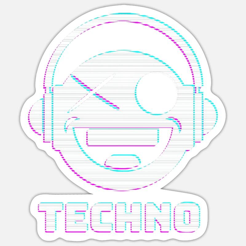 Techno - Sticker Größe S (10 x 10 cm) - Mattweiß