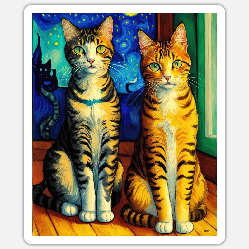 Impressionniste Chat Impressionnisme Chats Peinture C Sticker taille S (10 x 10 cm)