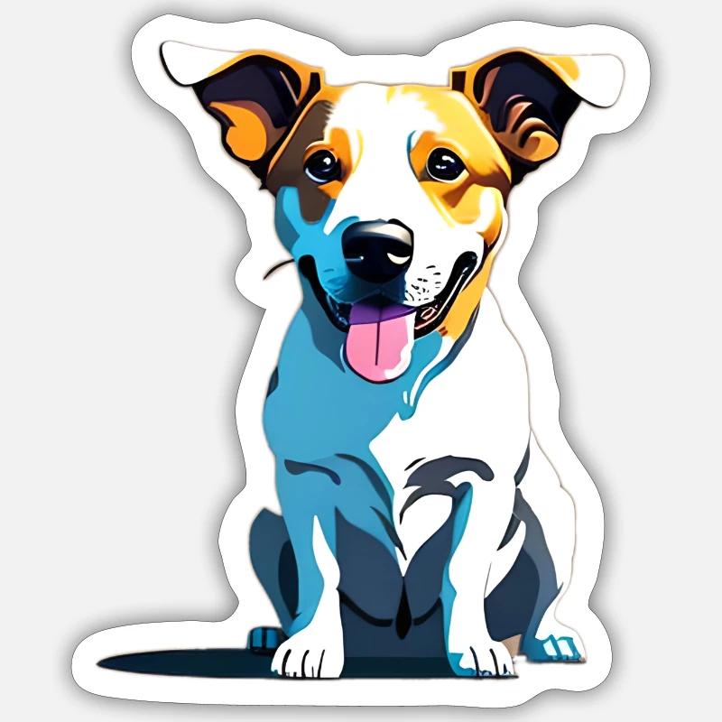 Jack Russel panting - Sticker size S (10 x 10 cm) - white matte