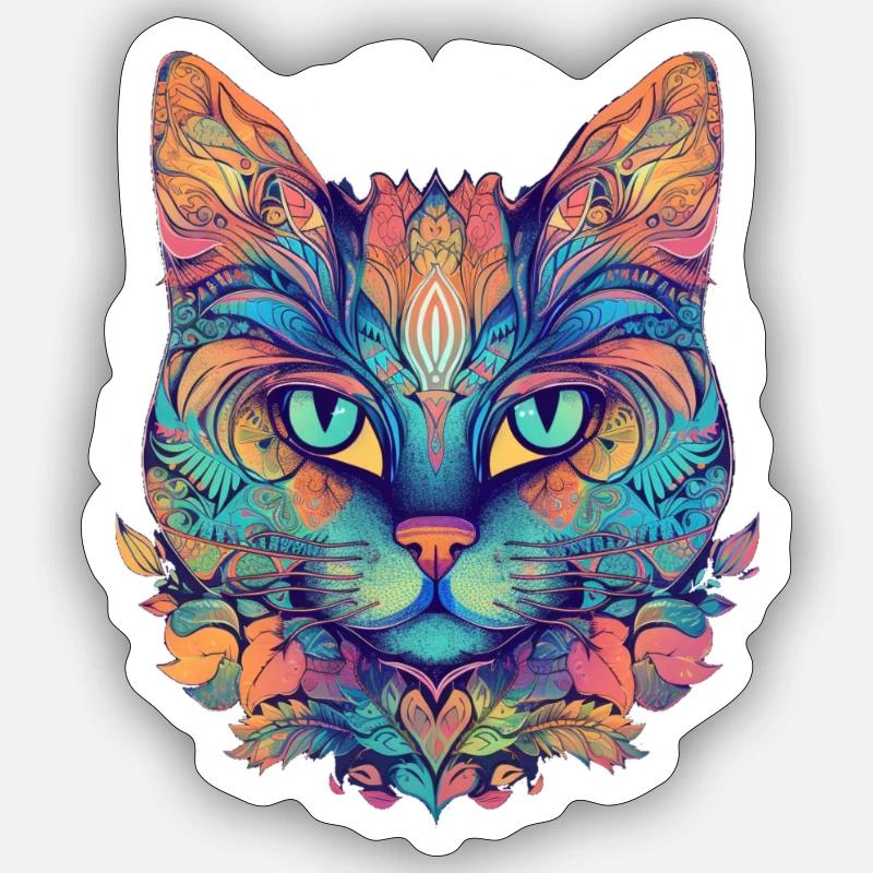 Chat abstrait Sticker taille S (10 x 10 cm)