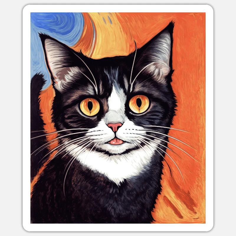 Impressionistic Funny Cat Screaming Impressionism - Sticker size S (10 x 10 cm) - white matte