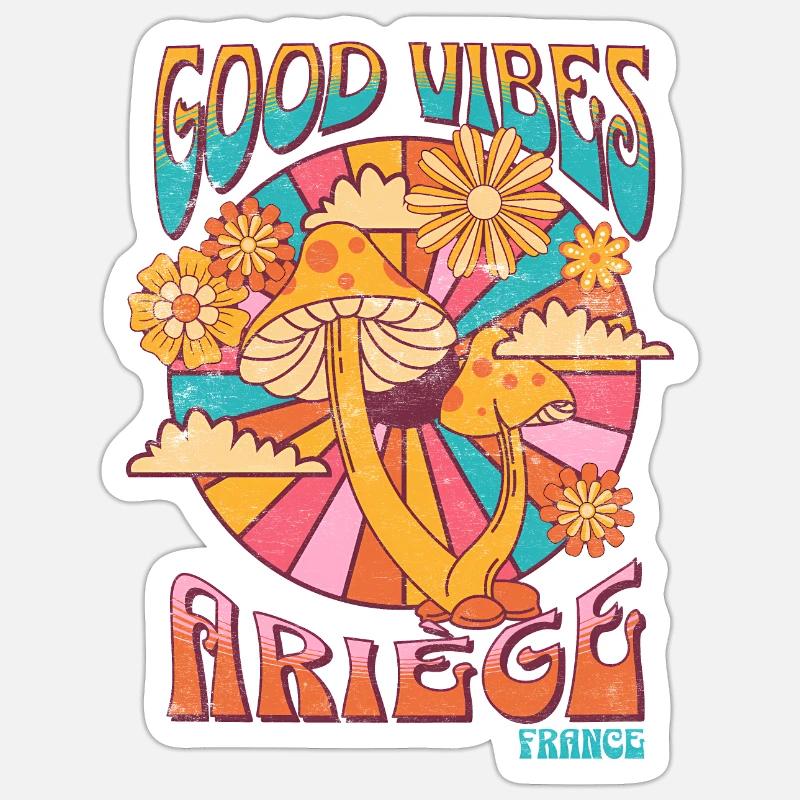 Good Vibes en Ariège - Sticker taille S (10 x 10 cm) - blanc mat