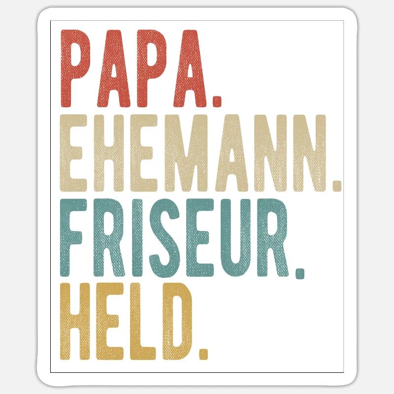 Friseur Papa Ehemann Held Sticker Größe S (10 x 10 cm)