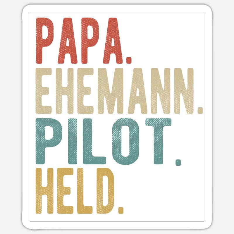 Pilot Papa Ehemann Held Sticker Größe S (10 x 10 cm)