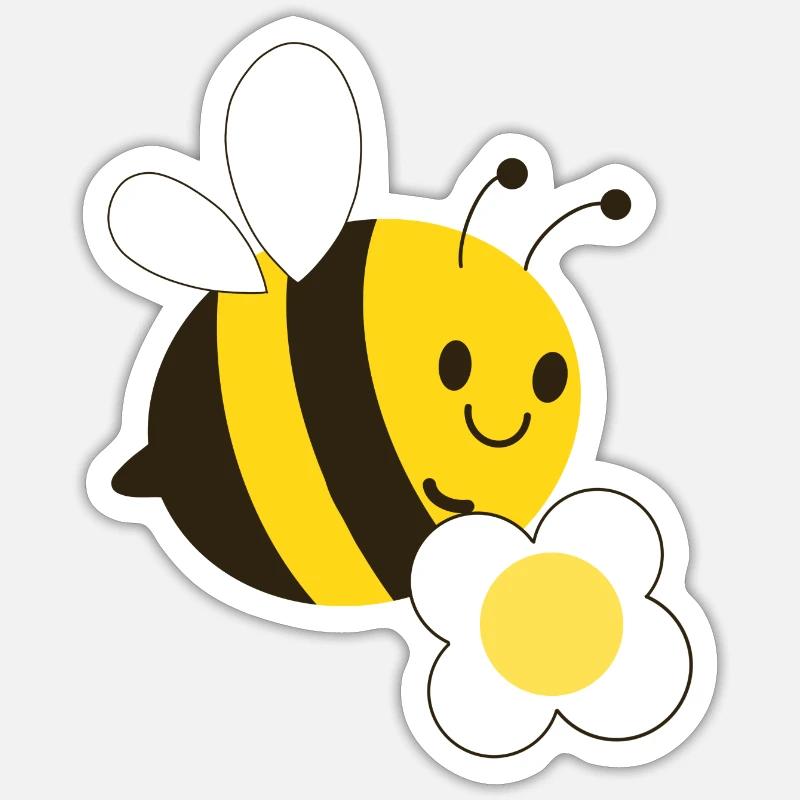 Abeille avec fleur - Sticker taille S (10 x 10 cm) - blanc mat