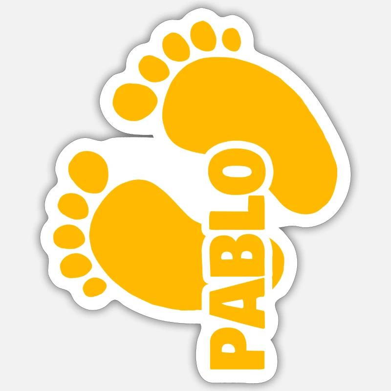 Empreinte bébé naissance Pablo - Sticker taille S (10 x 10 cm) - blanc mat