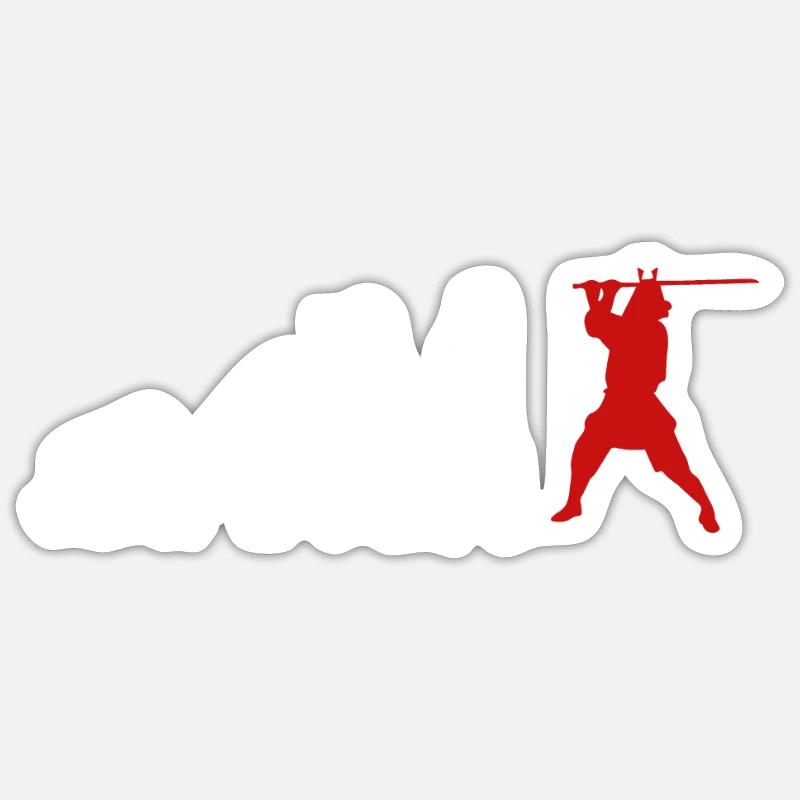 Evolution der Samurai - Sticker Größe S (10 x 10 cm) - Mattweiß