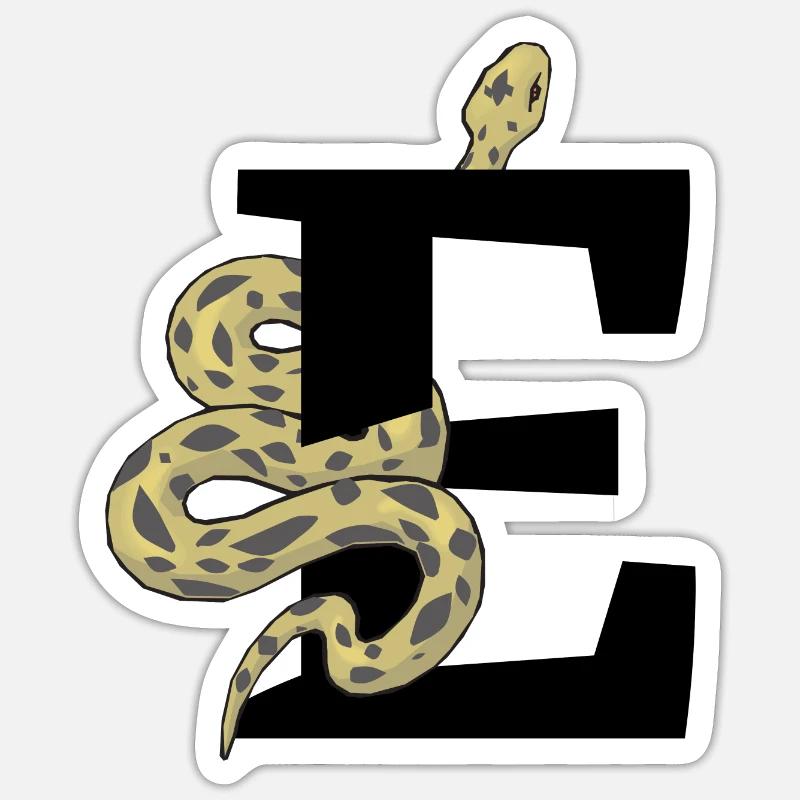Letter e snake - Sticker size S (10 x 10 cm) - white matte