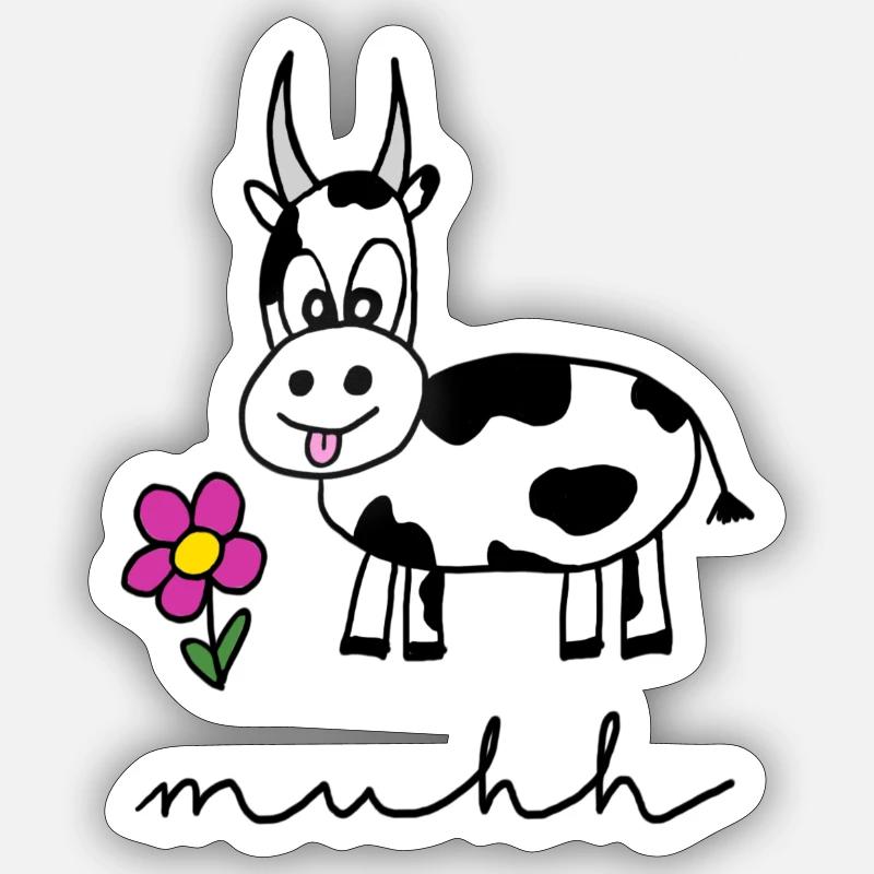 Muhh Kuh - Sticker Größe S (10 x 10 cm) - Mattweiß