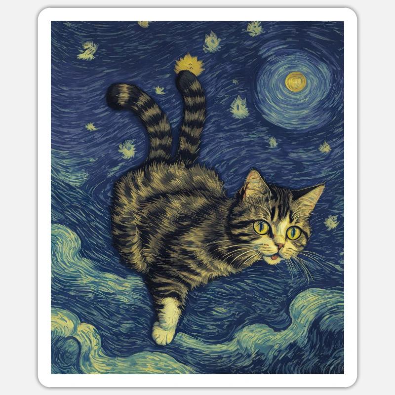 Surreal Impressionistic Cat Impressionism Cats Ar - Sticker size S (10 x 10 cm) - white matte