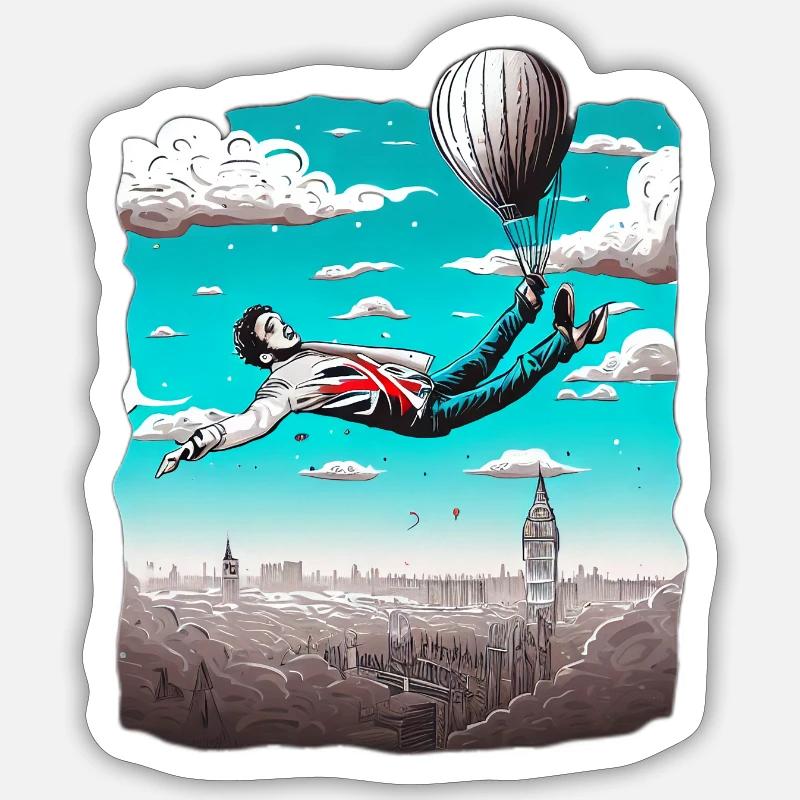 SCHWEBEND ÜBER LONDON - Sticker Größe S (10 x 10 cm) - Mattweiß