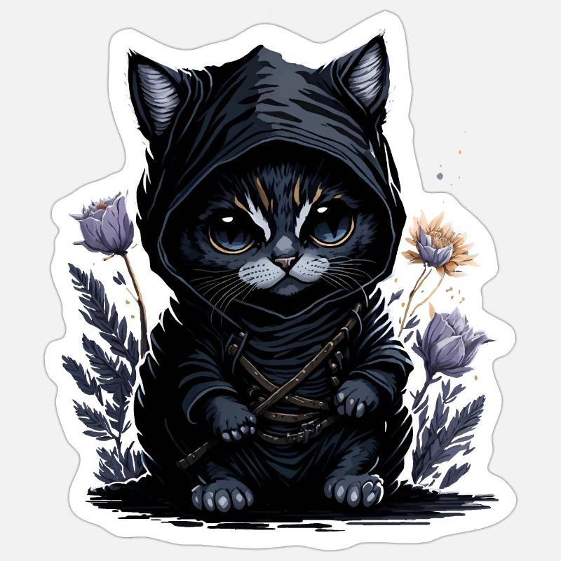 Sentez-vous épique avec le chat ninja - Sticker taille S (10 x 10 cm) - blanc mat