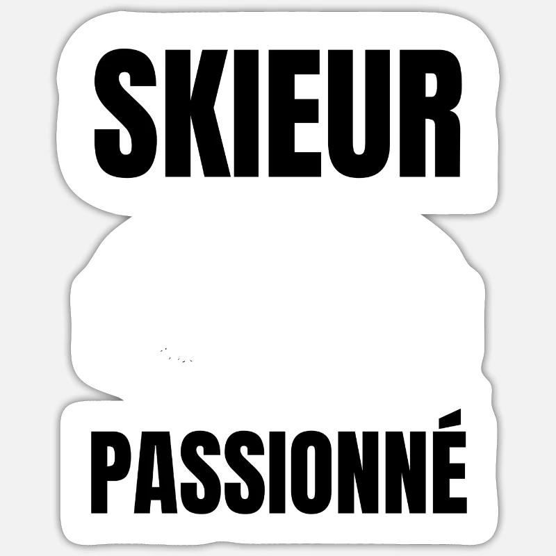 skieur passionné - Sticker taille S (10 x 10 cm) - blanc mat
