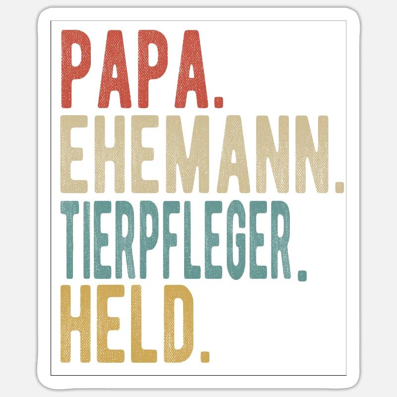 Tierpfleger Papa Ehemann Held - Sticker Größe S (10 x 10 cm) - Mattweiß