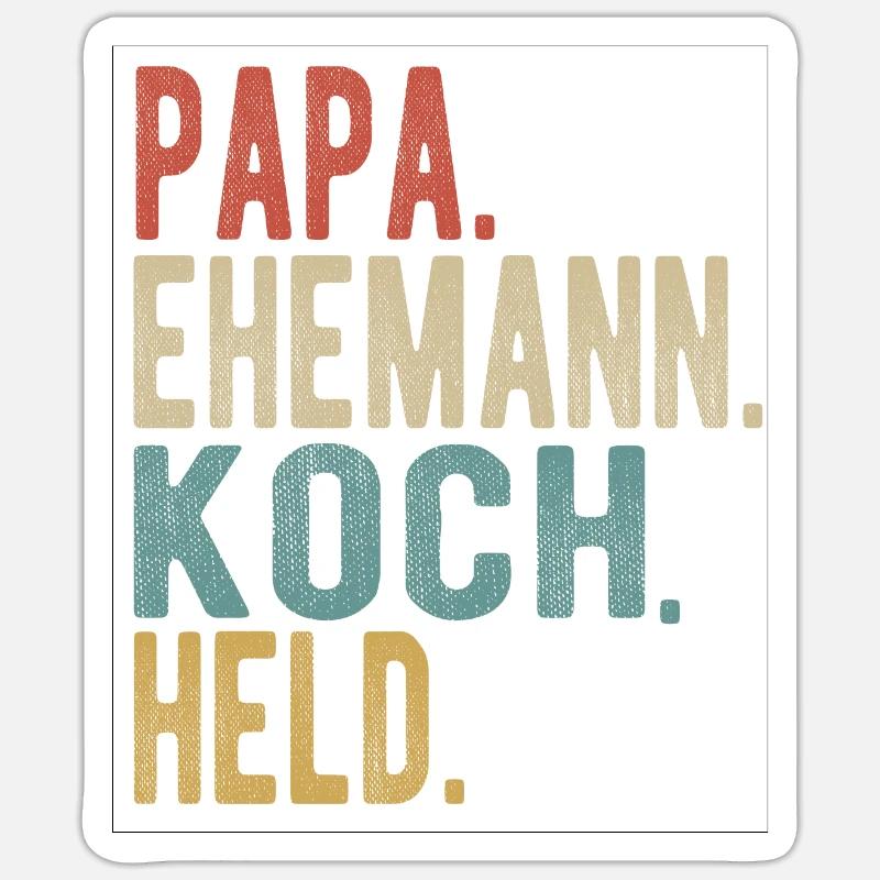 Koch Papa Ehemann Held - Sticker Größe S (10 x 10 cm) - Mattweiß