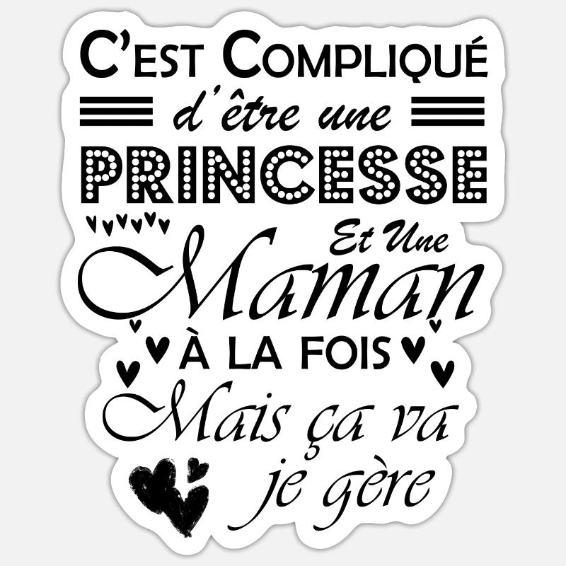 maman princesse 1 - Sticker taille S (10 x 10 cm) - blanc mat