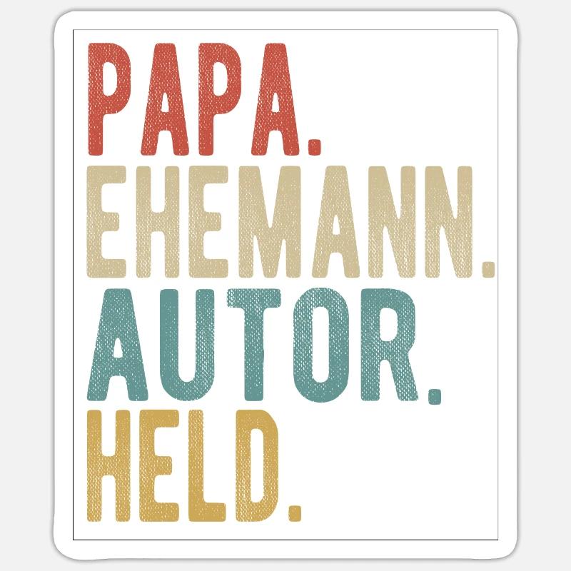 Autor Papa Ehemann Held - Sticker Größe S (10 x 10 cm) - Mattweiß