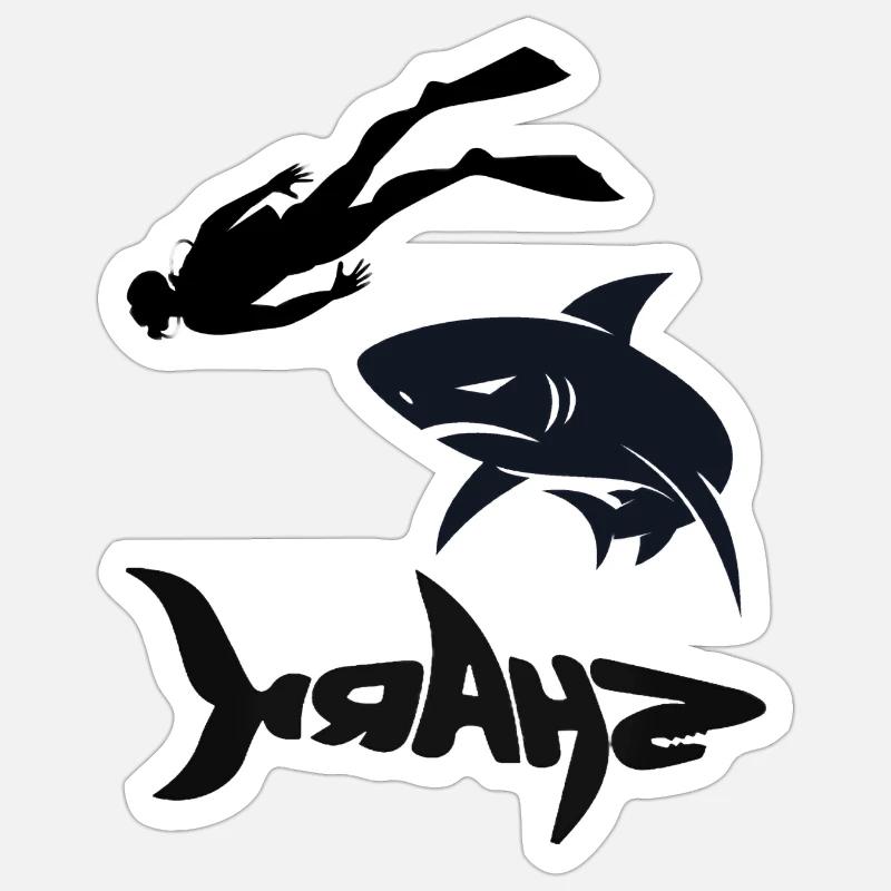With Shark Dancing Gadgets Diver Snorkeling Gift Sticker size S (10 x 10 cm)