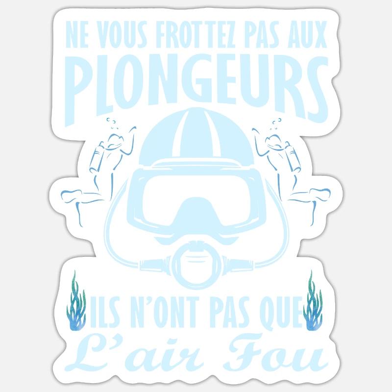 humour plongeur 2 - Sticker taille S (10 x 10 cm) - blanc mat