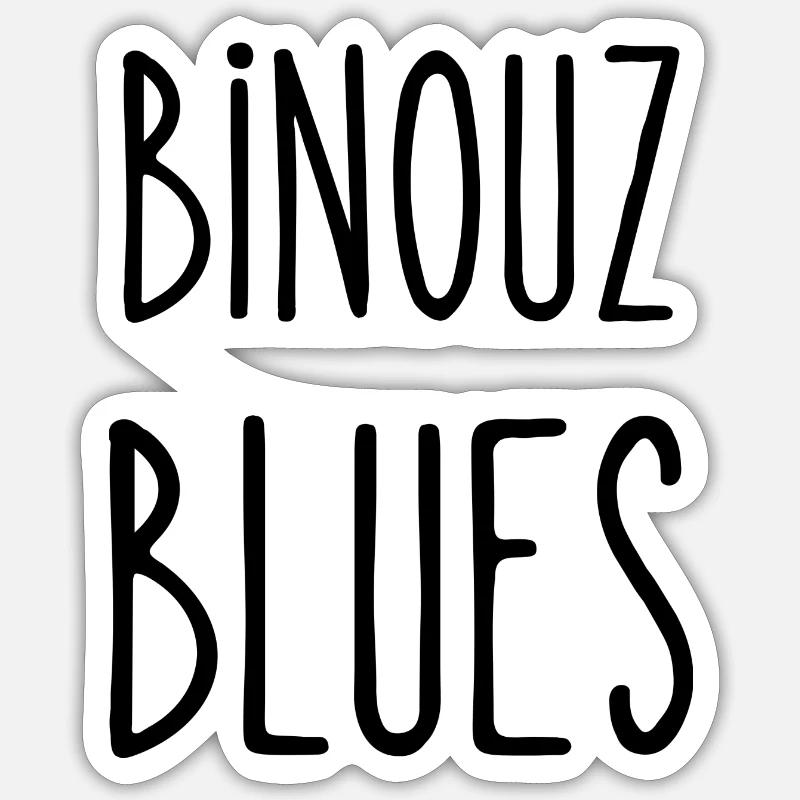 binouz blues - Sticker taille S (10 x 10 cm) - blanc mat
