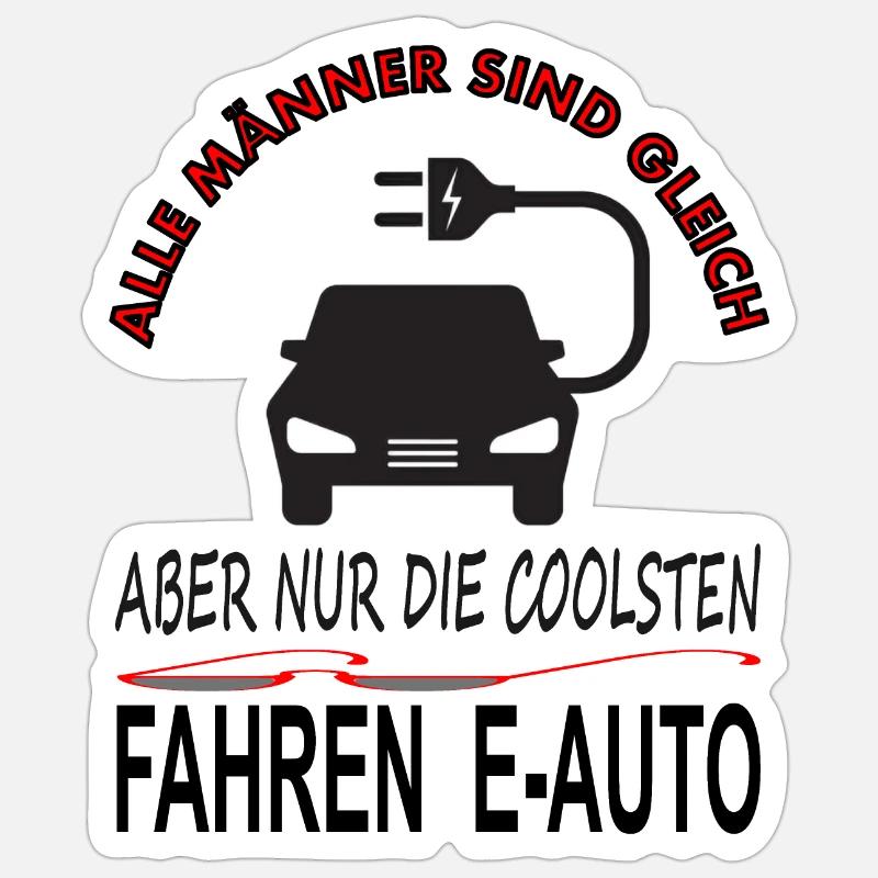 E-Auto fahren Elektroauto Autofahrer Geschenkidee - Sticker Größe S (10 x 10 cm) - Mattweiß