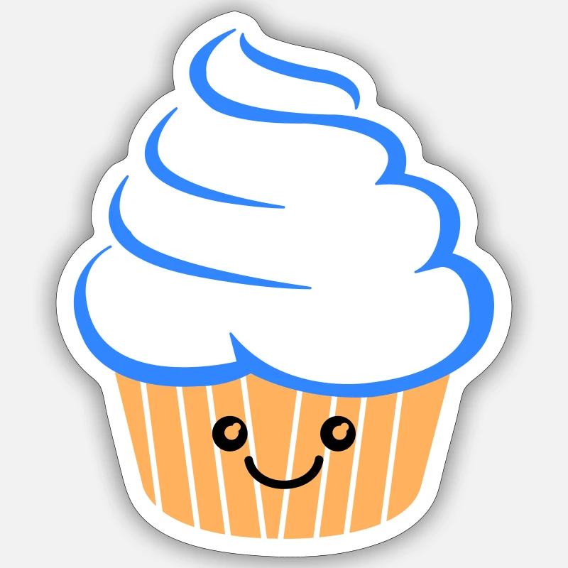 Cupcake Drôle - Sticker taille S (10 x 10 cm) - blanc mat