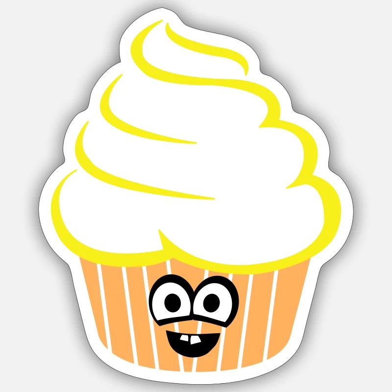 Cupcake drôle - Sticker taille S (10 x 10 cm) - blanc mat