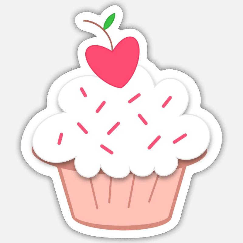 Cupcake sucré, Bonbons, Dessert - Sticker taille S (10 x 10 cm) - blanc mat