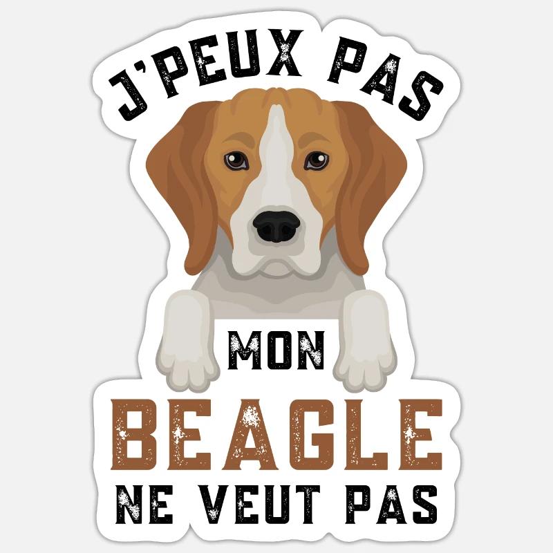 Beagle 8 - Sticker taille S (10 x 10 cm) - blanc mat